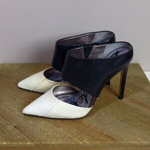 Monroe Heel in Snow White & Black Sam Edelman snakeskin stiletto size 5.5